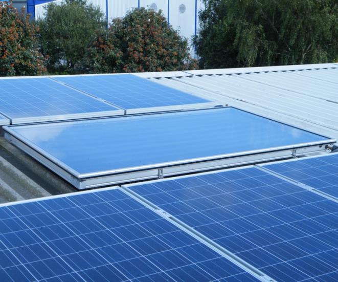 Solar hot water on unit.